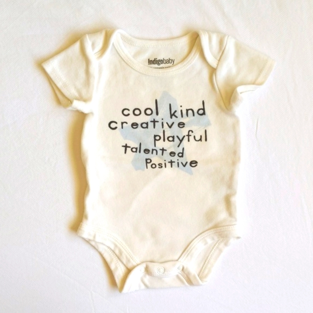 indigo baby organic cotton graphic short sleeve bodysuit diaper shirt 3 months